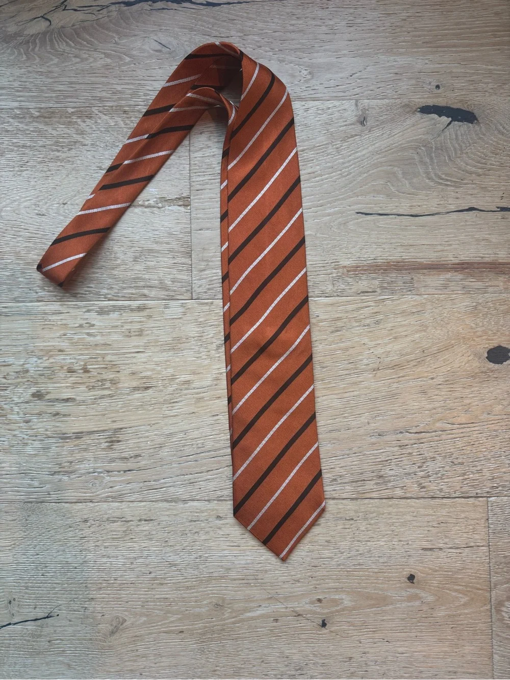 🔥ZEGNA Ermenegildo Zegna Silk Italy Classic ORANGE striped tie Price Firm!